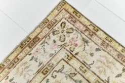 Tapis Vintage Turc Crème, Médaillon Floral, Style Shabby Chic, 150x250Cm