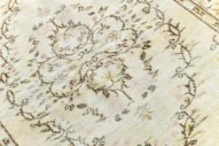 Tapis Vintage Turc Crème, Médaillon Floral, Style Shabby Chic, 150x250Cm