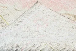 Tapis vintage turc en laine fait main, rose blush atténué, Oushak, 186x290 cm