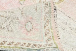 Tapis vintage turc en laine fait main, rose blush atténué, Oushak, 186x290 cm