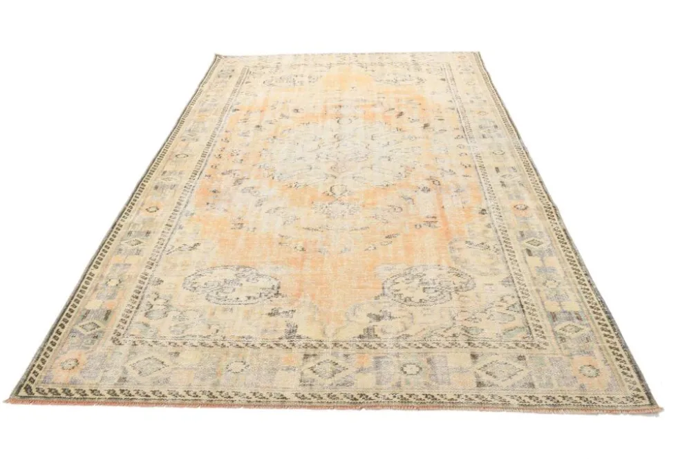Tapis vintage turc tissé à la main couleur pêche, 179x288 cm
