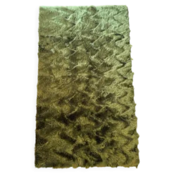 Tapis vintage vert à poils longs Pelfran Crylor