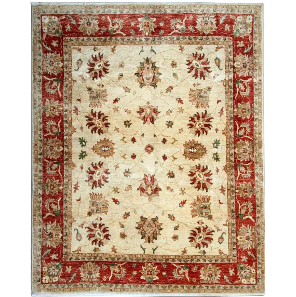 Tapis Ziegler oriental floral, en laine crème noué à la main