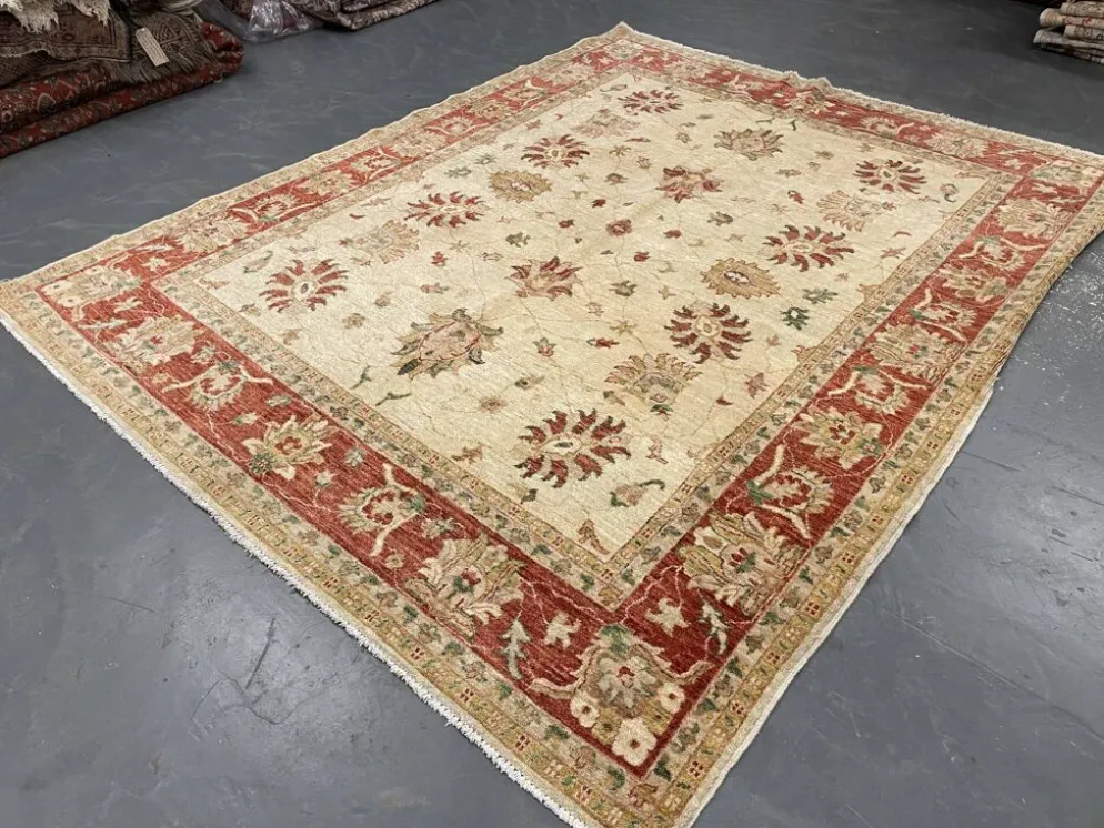 Tapis Ziegler oriental floral, en laine crème noué à la main