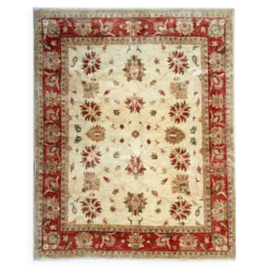 Tapis Ziegler oriental floral, en laine crème noué à la main