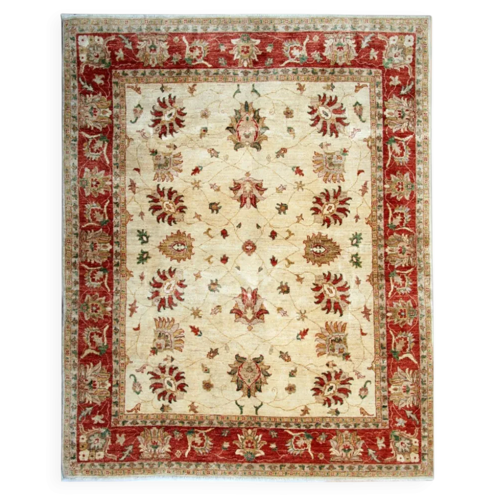 Tapis Ziegler oriental floral, en laine crème noué à la main
