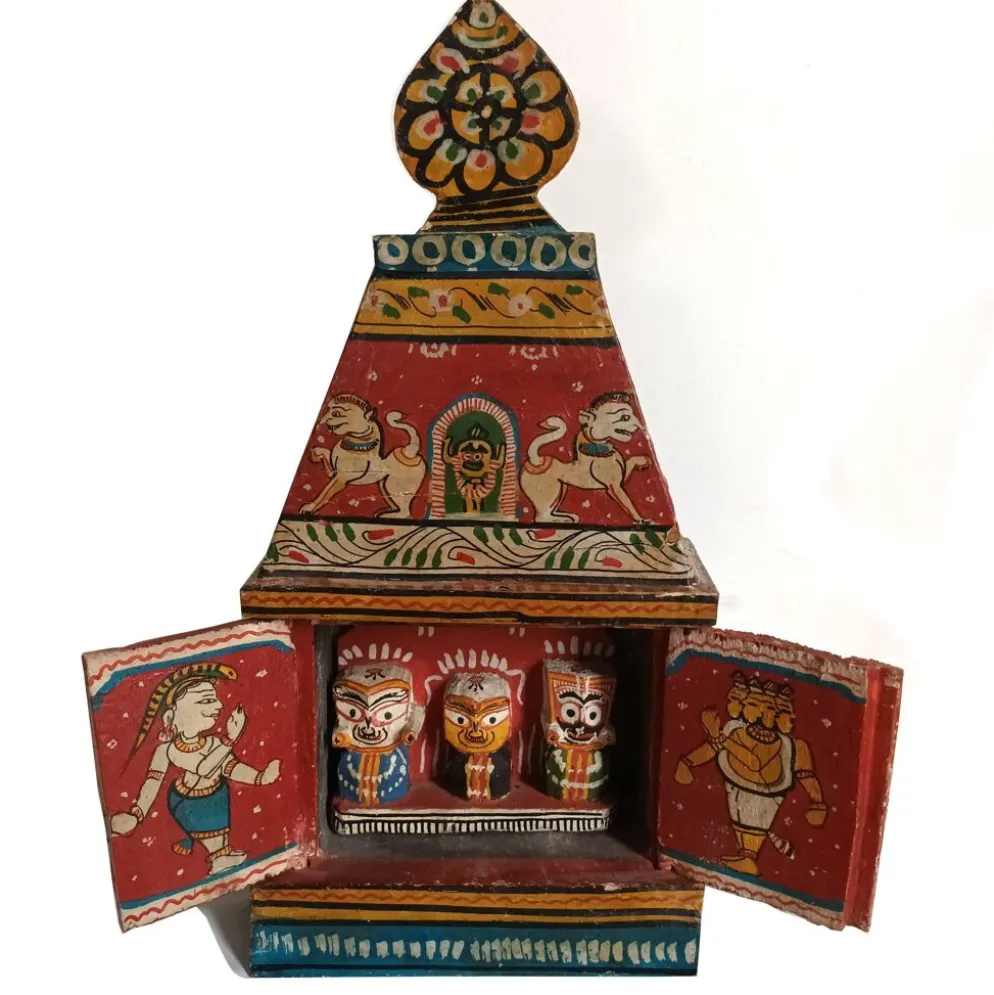 Temple indien en bois peint à la main