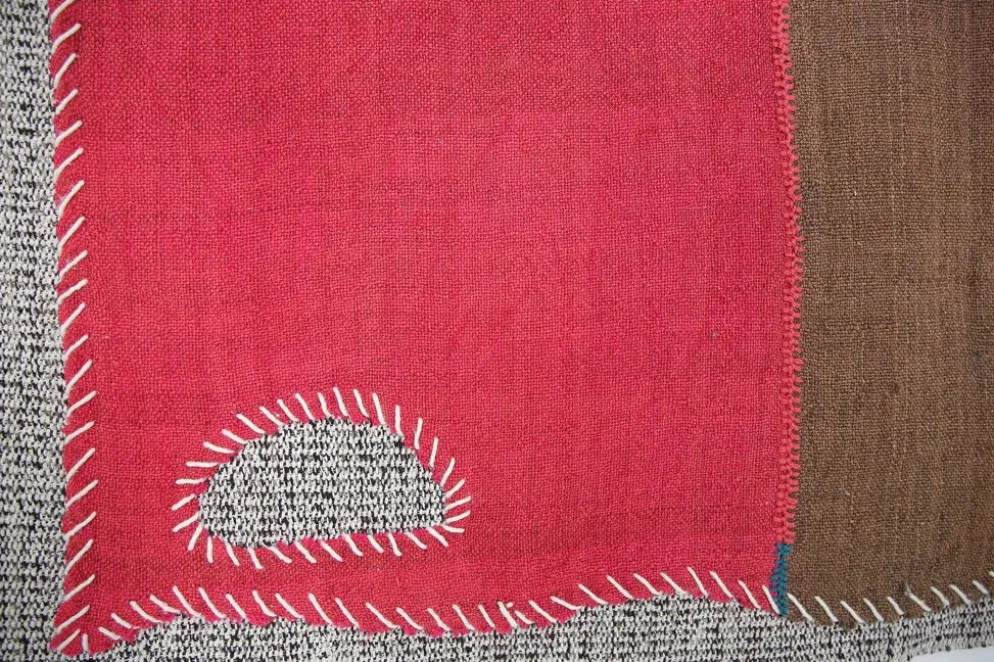 Tenture murale marocaine rose poussiéreux, tenture murale en laine faite à la main, 106x106