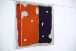Tenture murale minimaliste violet profond, tapisserie textile 3x4, 106x115 cm