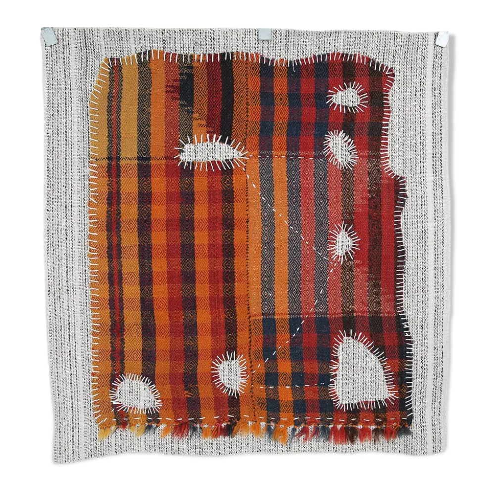 Tenture Murale Tissée Abstraite, Art Textile Fait Main, 105x112 Cm