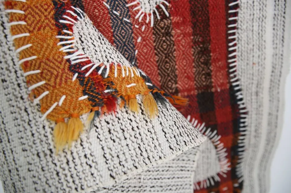 Tenture Murale Tissée Abstraite, Art Textile Fait Main, 105x112 Cm