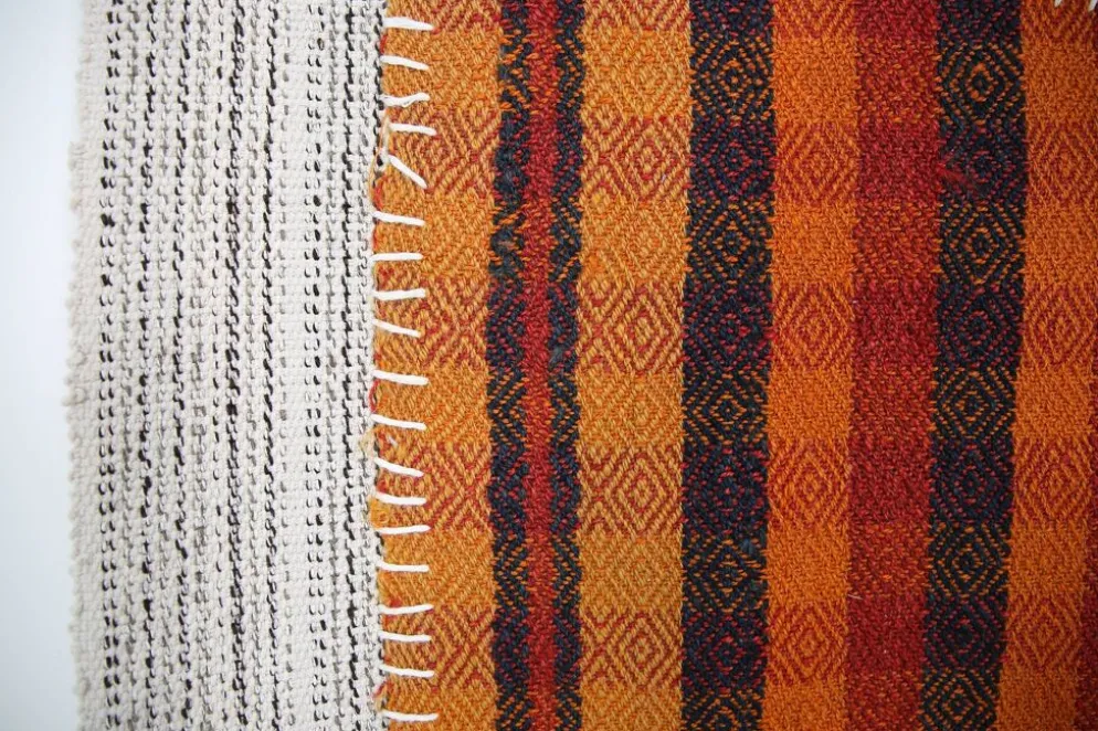 Tenture Murale Tissée Abstraite, Art Textile Fait Main, 105x112 Cm
