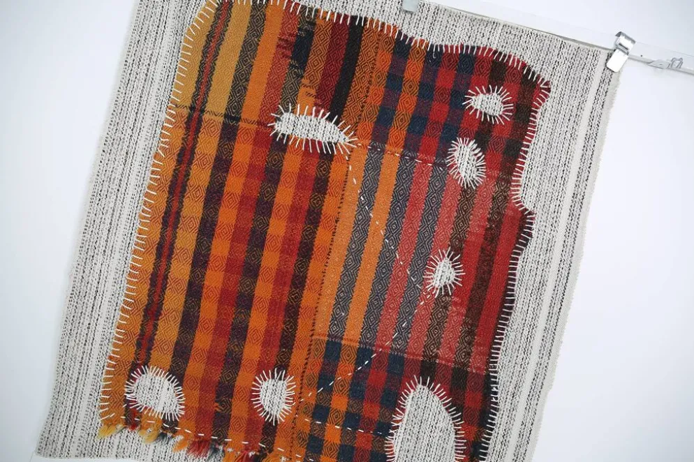 Tenture Murale Tissée Abstraite, Art Textile Fait Main, 105x112 Cm