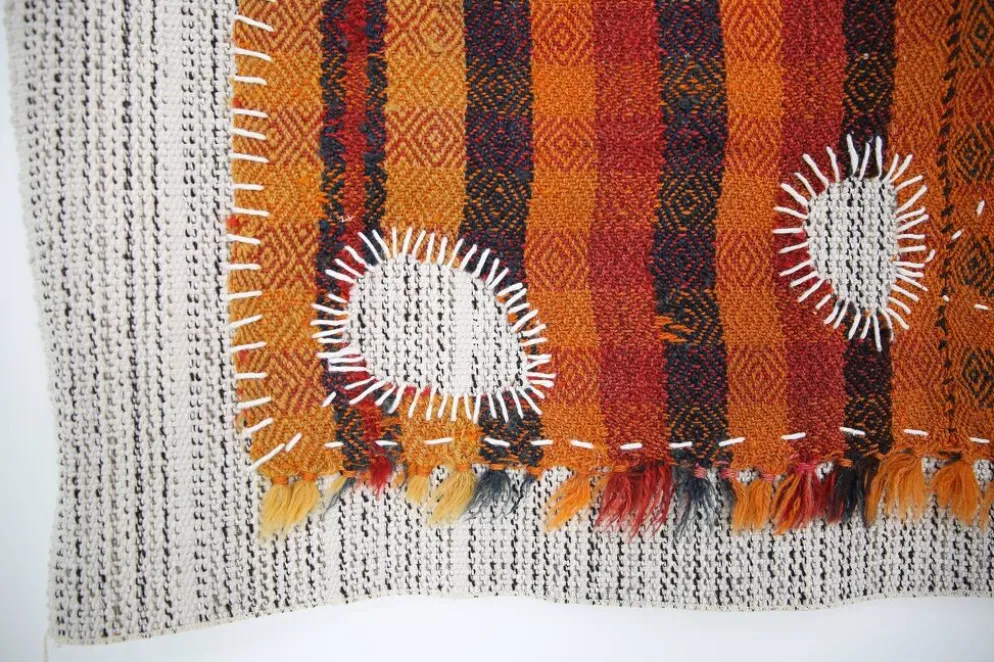 Tenture Murale Tissée Abstraite, Art Textile Fait Main, 105x112 Cm