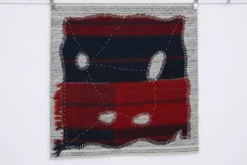 Tenture murale tribale tissée à la main, art textile boho, 103x106 cm