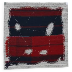 Tenture murale tribale tissée à la main, art textile boho, 103x106 cm