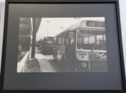 Tirage argentique vintage, Bus ligne 175, années 70, encadré 52 x 42 cm