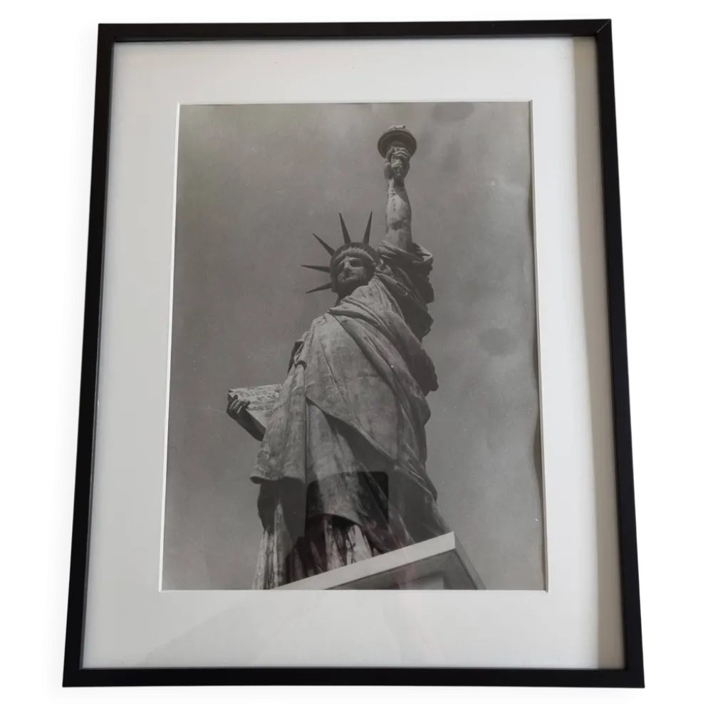 Tirage argentique vintage noir et blanc, statue de la liberté, 40 x 50 cm