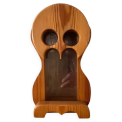 Tirelire vintage hibou en pin massif