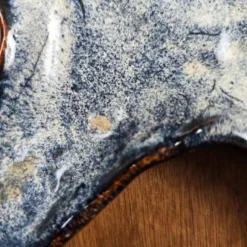 Étoile en céramique artisanale – Émail nuancé bleu & crème – Vide-poche ou décoration poétique