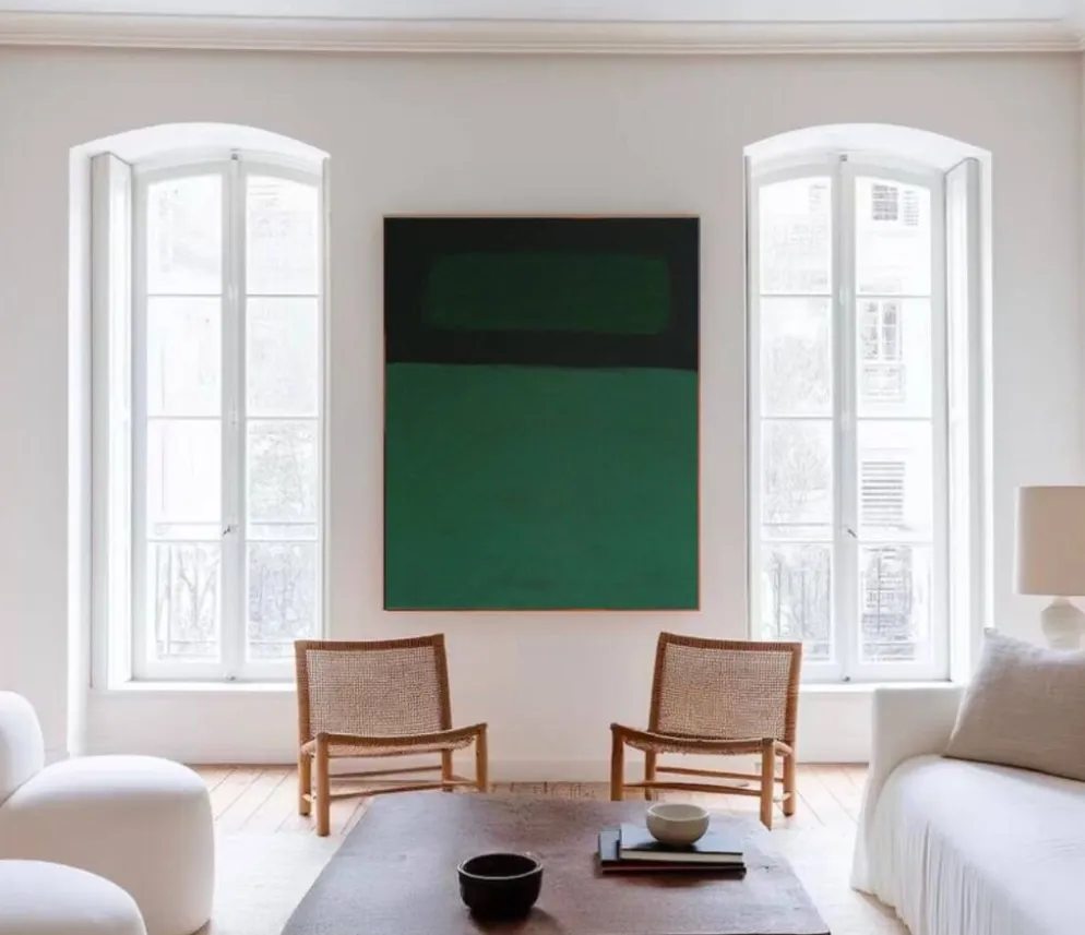 Toile minimaliste verte "inside garden" signée Bodasca