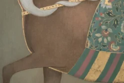 Toile peinte figurant un cheval indien de profil. Travail contemporain.