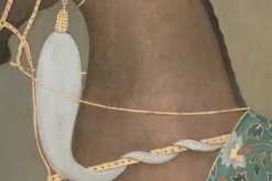 Toile peinte figurant un cheval indien de profil. Travail contemporain.