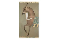 Toile peinte figurant un cheval indien de profil. Travail contemporain.
