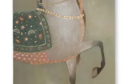 Toile peinte figurant un cheval indien de profil. Travail contemporain