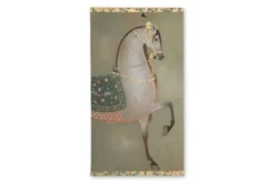 Toile peinte figurant un cheval indien de profil. Travail contemporain