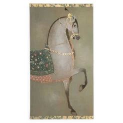 Toile peinte figurant un cheval indien de profil. Travail contemporain