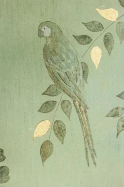 Toile peinte, ou panneau décoratif, Perroquets et feuillages. Contemporain.