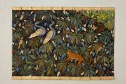 Toile peinte, ou panneau décoratif, « Le paradis perdu ». Contemporain.