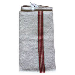 Torchon ancien chevrons bandes rouge vert