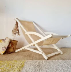Transat ancien bois blanc Triconfort