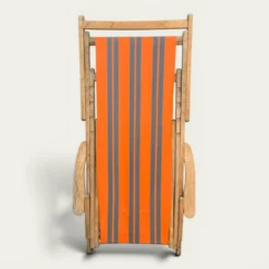 Transat chilienne ancienne toile rayée orange et gris patine d'origine