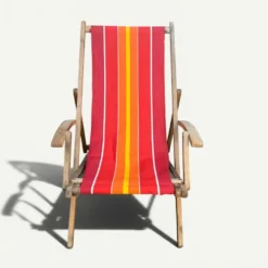 Transat chilienne ancienne toile rayée rouge orange patine d'origine
