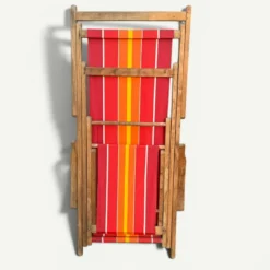 Transat chilienne ancienne toile rayée rouge orange patine d'origine