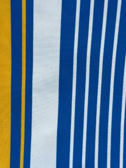 Transat chilienne ancienne toile rayée bleu & jaune patine d’origine