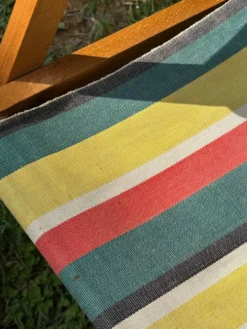 Transat/ chilienne vintage en bois avec repose-pieds — Années 60