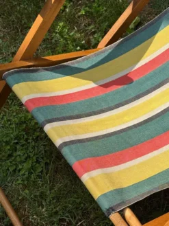 Transat/ chilienne vintage en bois avec repose-pieds — Années 60