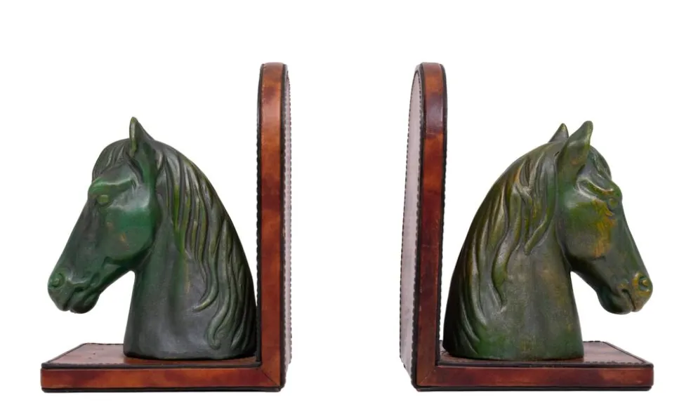 Étriers en céramique et cuir en forme de tête de cheval des années 1970