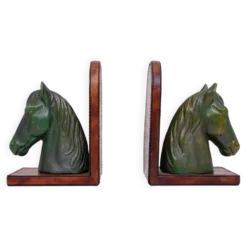 Étriers en céramique et cuir en forme de tête de cheval des années 1970
