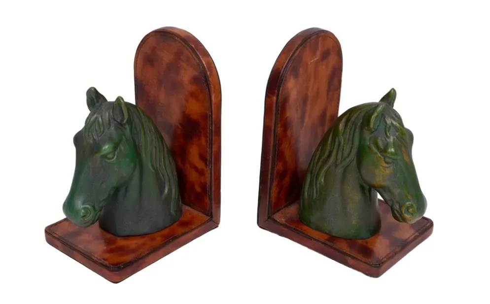 Étriers en céramique et cuir en forme de tête de cheval des années 1970