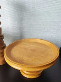 Trio déco vintage :bougeoir et coupes en bois clair style scandinave