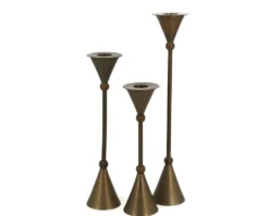 Trio de bougeoirs en laiton de Christian de Beaumont, années 70