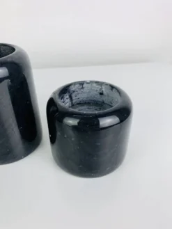 Trio de bougeoirs en marbre noir vintage