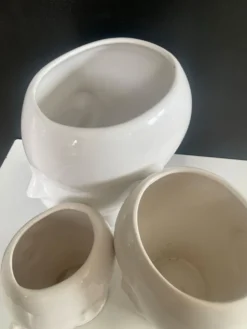 Trio de cache pot vintage en céramique émaillée années 80