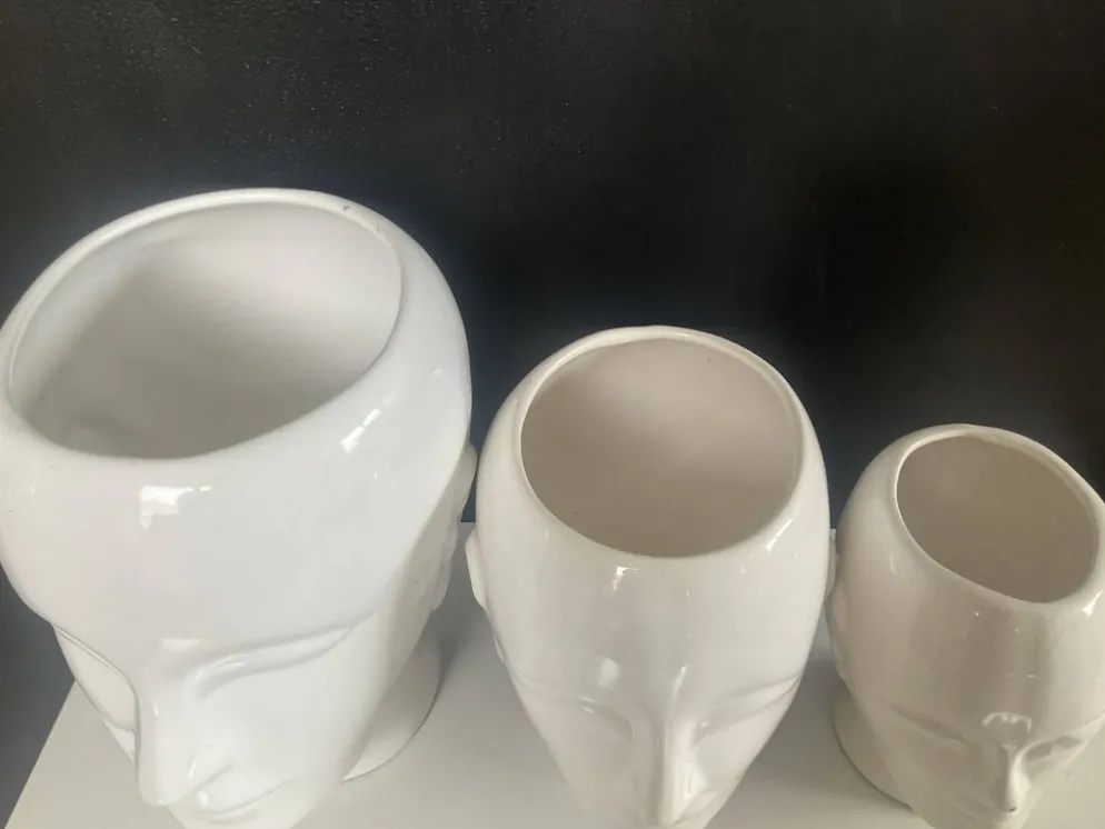 Trio de cache pot vintage en céramique émaillée années 80