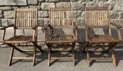 Trio de Fauteuils Pliants en Bois d'Acacia – Mobilier de Jardin Signé Deuba